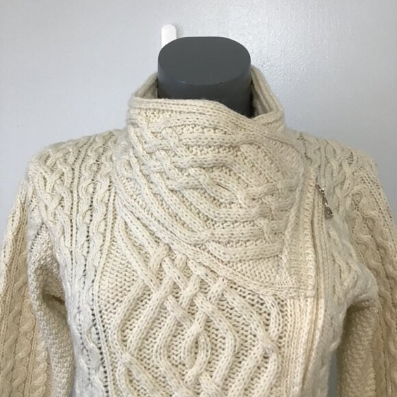 Aran Crafts Knit Merino Wool Zip Jacket Size XS - Picture 2 of 15